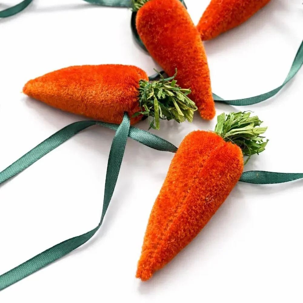 Velvet Carrot Garland | 90 Inch Easter Spring Decor